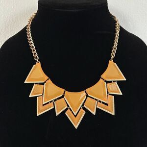 Sophia and Kate Yellow Orange Goldtone Triangle Geometric 18” Statement Necklace